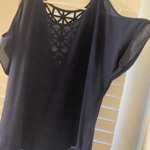 Navy Sheer Blouse